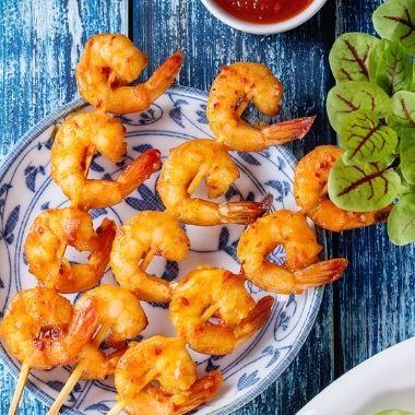 Brochette de crevette marinée